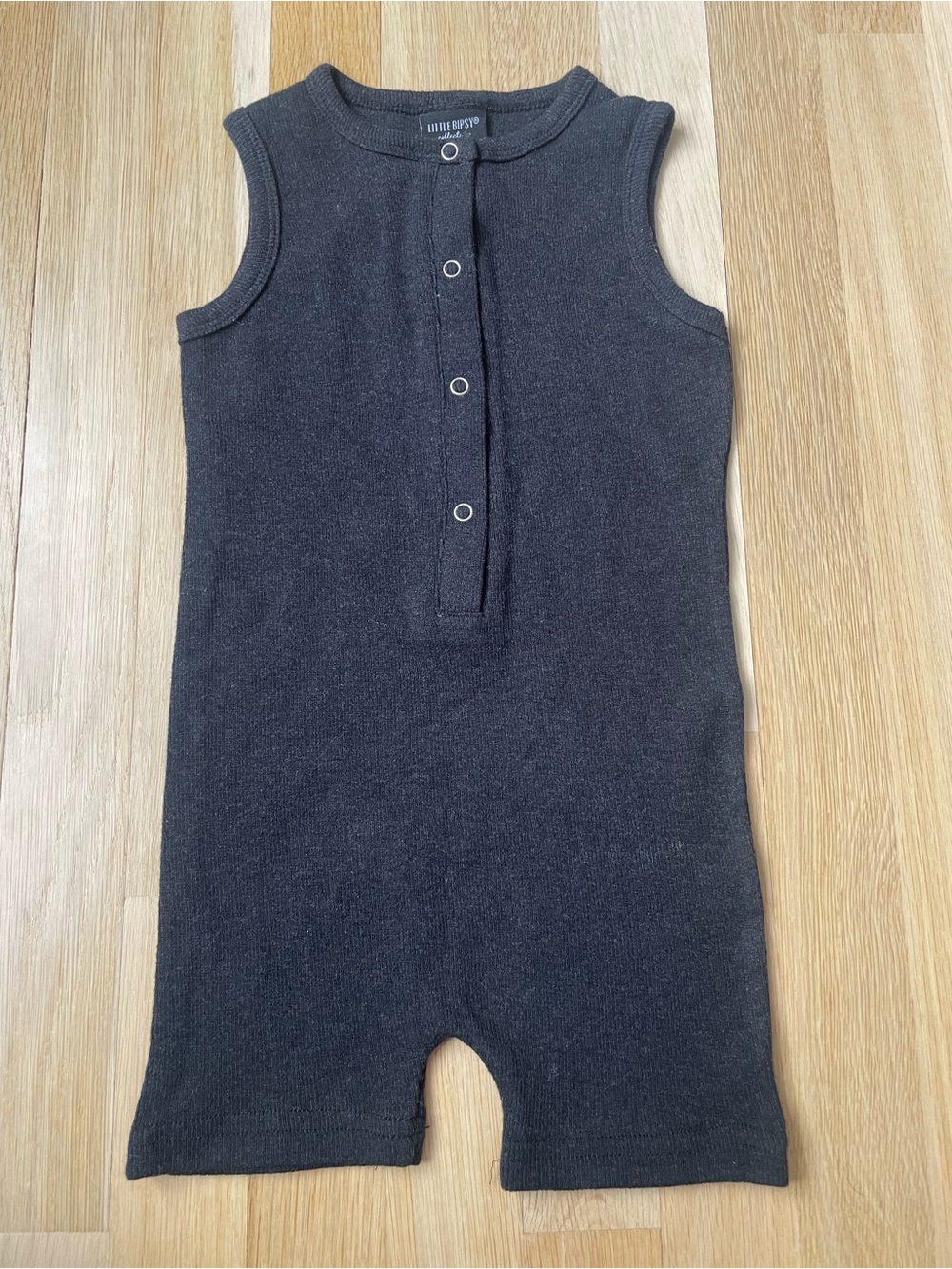 Little Bipsy Charcoal Ribbed Sleeveless Romper